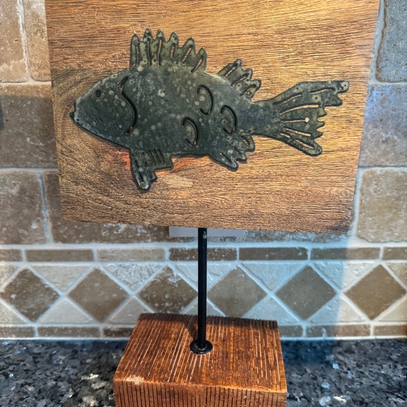 Other - 12" Sanibel Shores Fish Table Decor - Beach House - Sea Shore - Nautical Wood